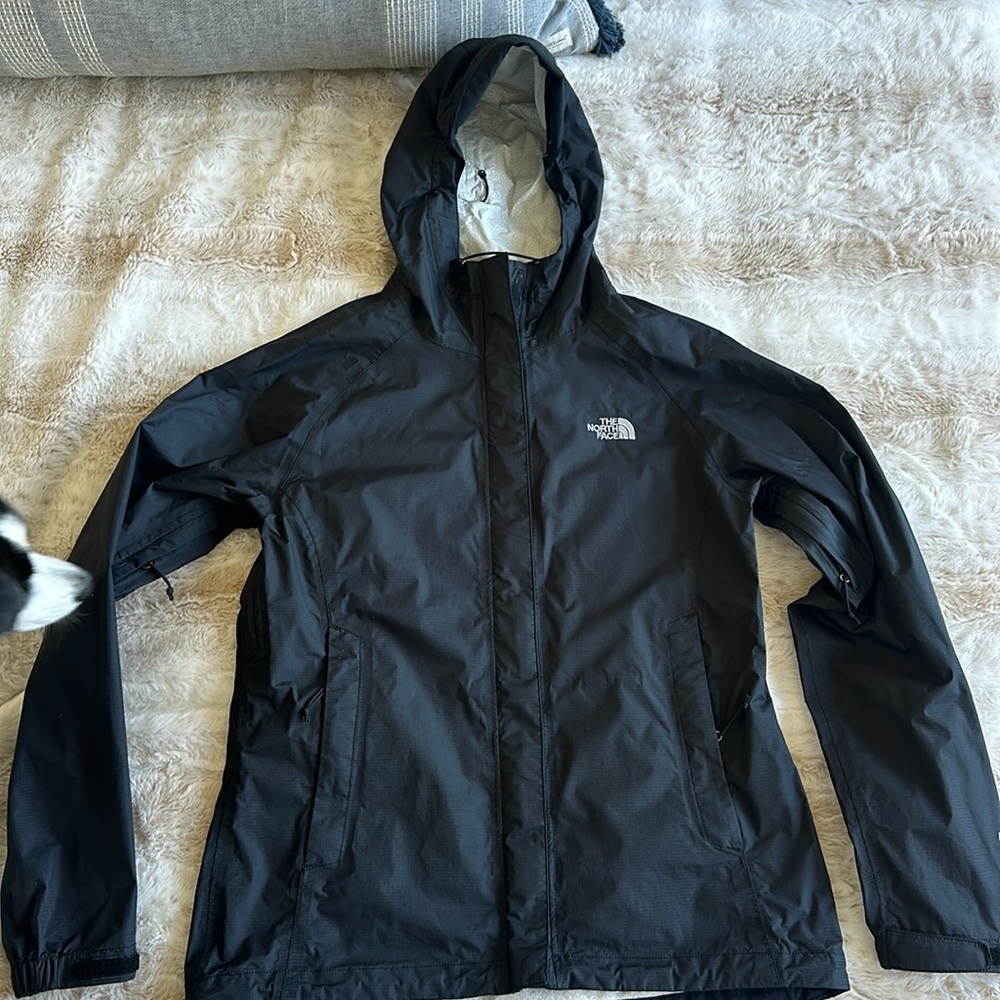 North face black rain jacket